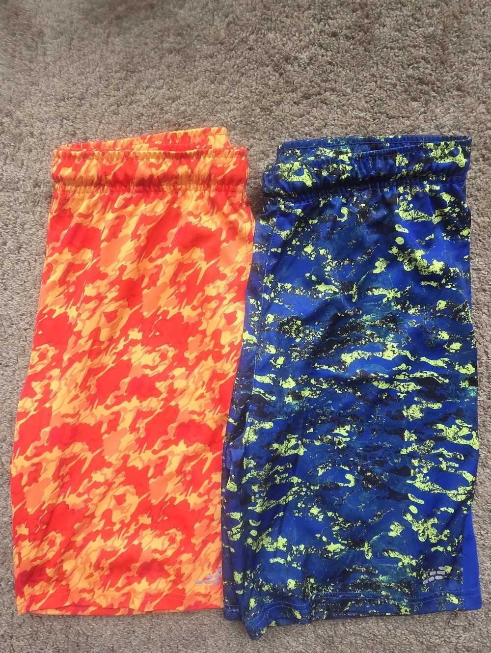 bcg Neon Orange Camo & Blue with Neon Green Camo Kids Shorts